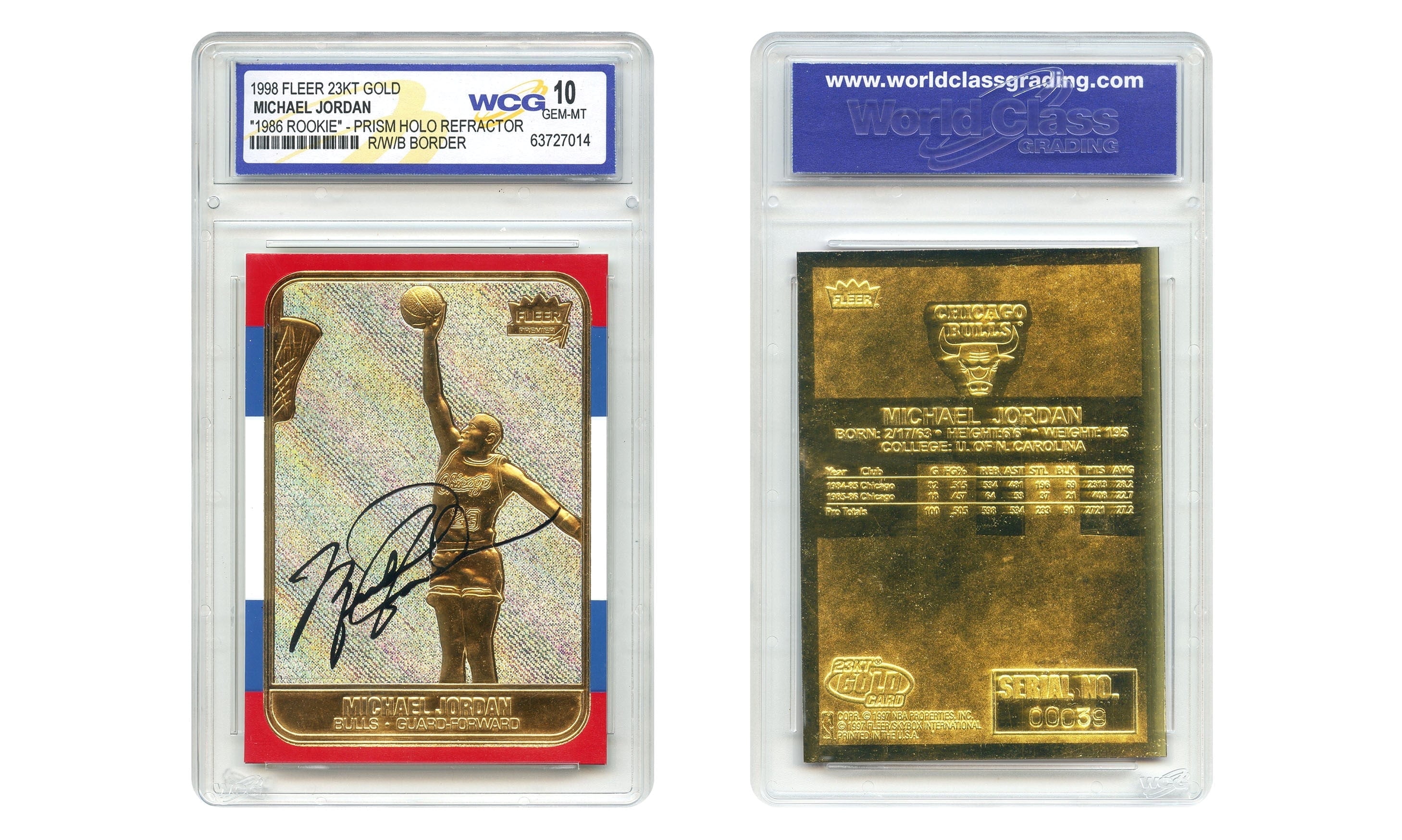 Michael Jordan 1998 Fleer 23K Gold Card Prizm Holo Rookie