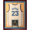 thumbnail image 1 of Michael Jordan Autographed North Carolina Tarheels UNC (White #23 Checkerboard) Deluxe Framed Jersey - JSA Full Letter, 1 of 3