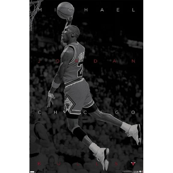 Michael Jordan - Black and White Wall Poster, 22.375" x 34"