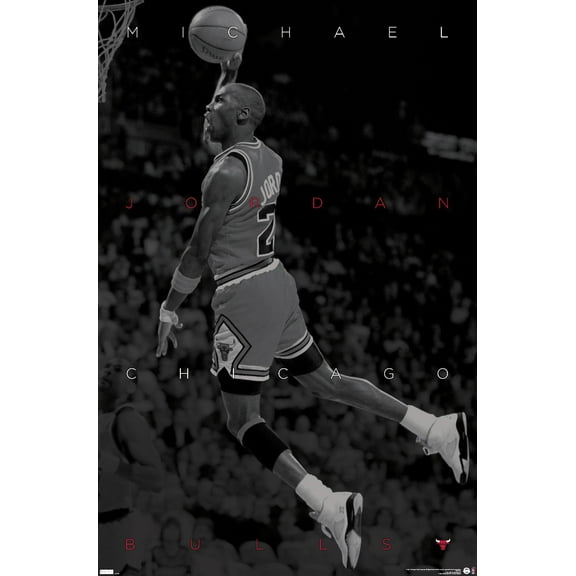 Michael Jordan - Black and White Wall Poster, 22.375" x 34"