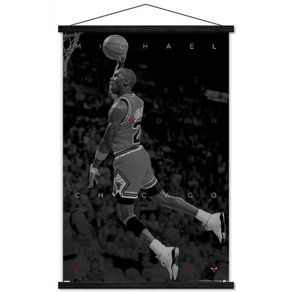 Michael Jordan - Black and White Wall Poster with Magnetic Frame, 22.375" x 34"