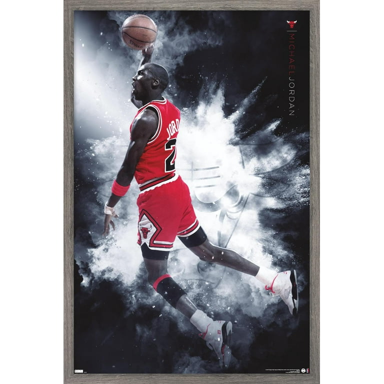 Michael Jordan - Jersey Wall Poster, 14.725 x 22.375, Framed