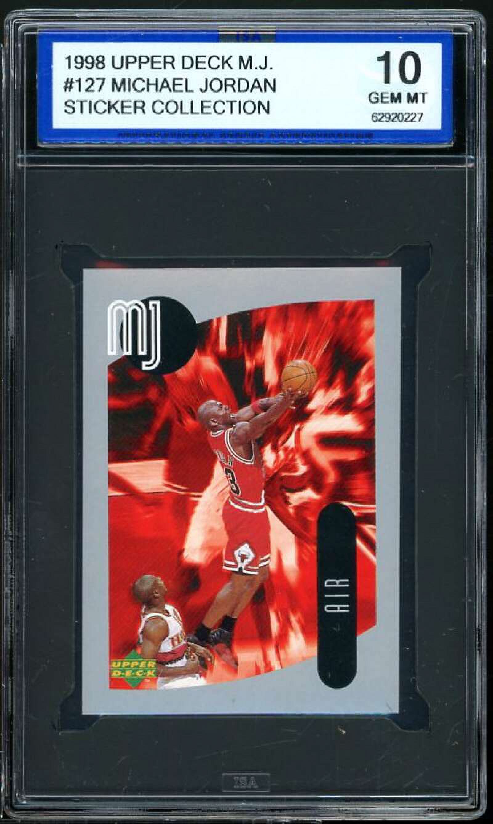 Michael Jordan Card 1998 Upper Deck MJ Sticker Collection #127 ISA 10 ...