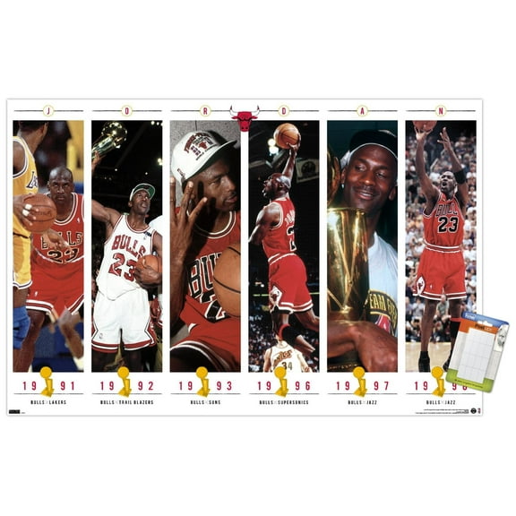Michael Jordan - Championships Wall Poster, 14.725" x 22.375"