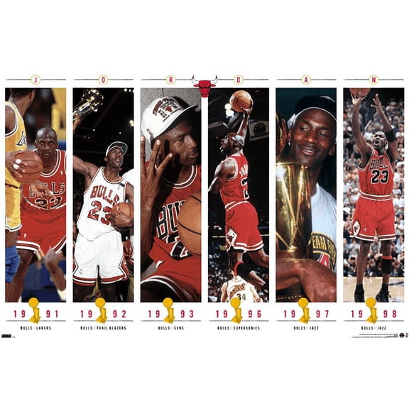 Michael Jordan - Championships Wall Poster, 14.725" x 22.375"