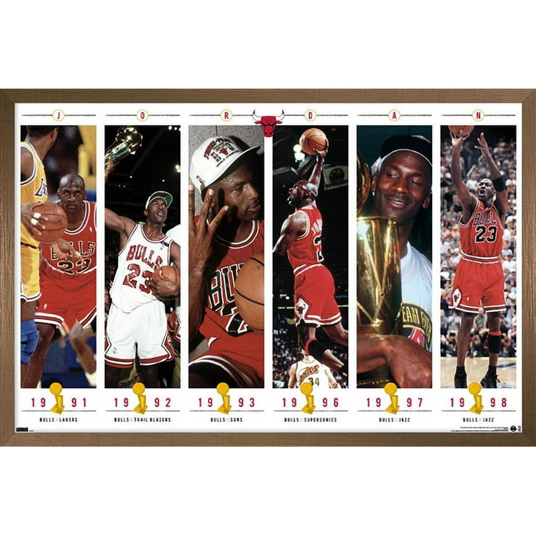 Michael Jordan - Championships Wall Poster, 22.375 x 34 Framed