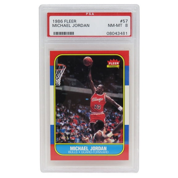 Michael Jordan (Chicago Bulls) 1986 Fleer Basketball #57 RC Rookie Card - PSA 8 NM-MT