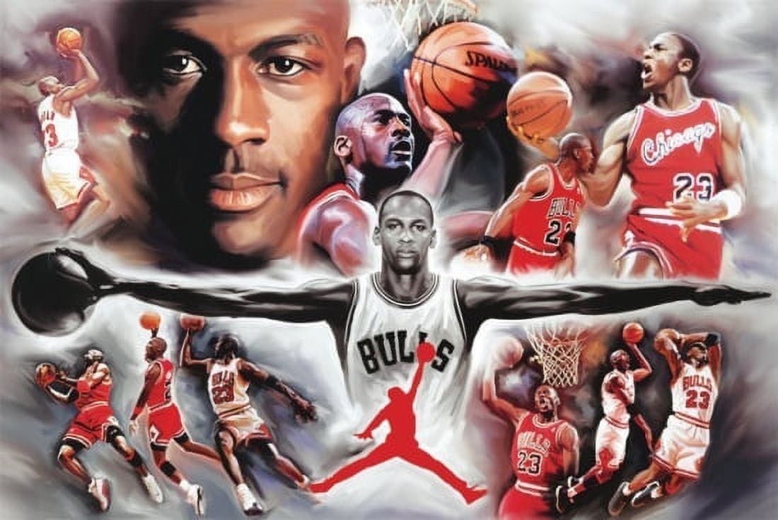 Michael Jordan Collage Laminated & Framed Poster (36 x 24) 