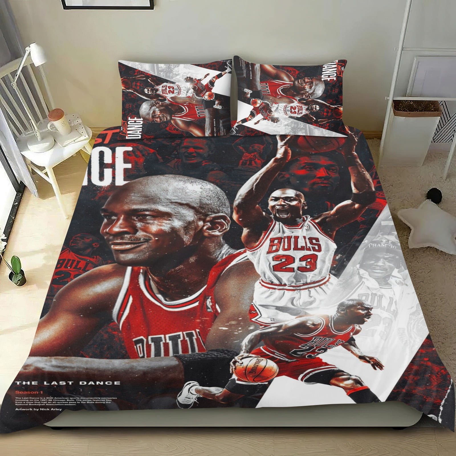 Michael Jordan Comforter Set 3 Piece Bedding Set Cute Duvet Cover Sets Super Soft Teens Bedding Set Kids Bedroom Gifts 1 Duvet Cover with 2