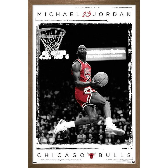 Michael Jordan - Dunk Wall Poster, 14.725" x 22.375", Framed
