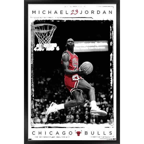 Michael Jordan - Dunk Wall Poster, 14.725" x 22.375", Framed