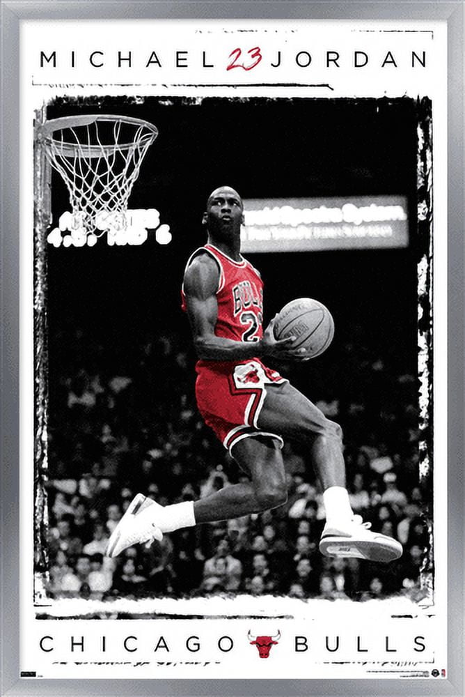 Michael Jordan - Dunk Wall Poster, 14.725" x 22.375", Framed