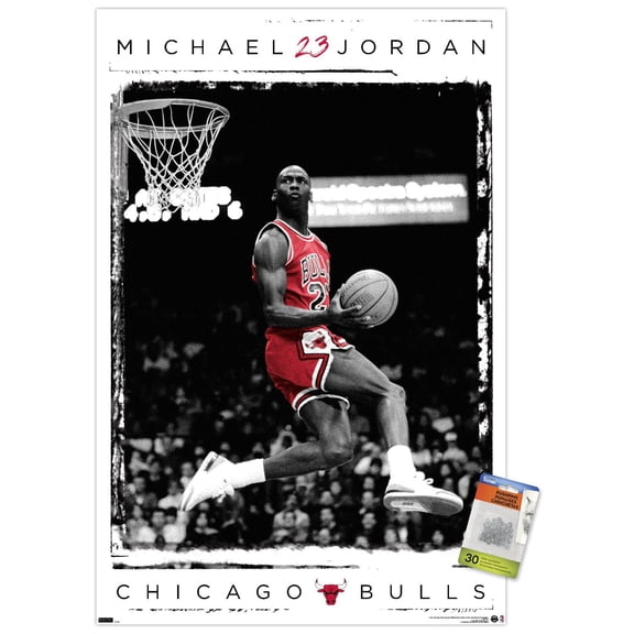 Michael Jordan - Dunk Wall Poster with Push Pins, 22.375" x 34"