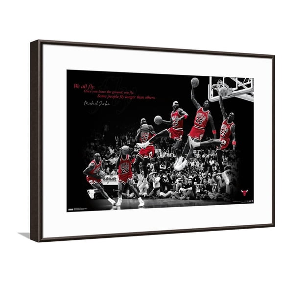 Michael Jordan - Fly Canvas Wall Poster, 14.725" x 22.375"