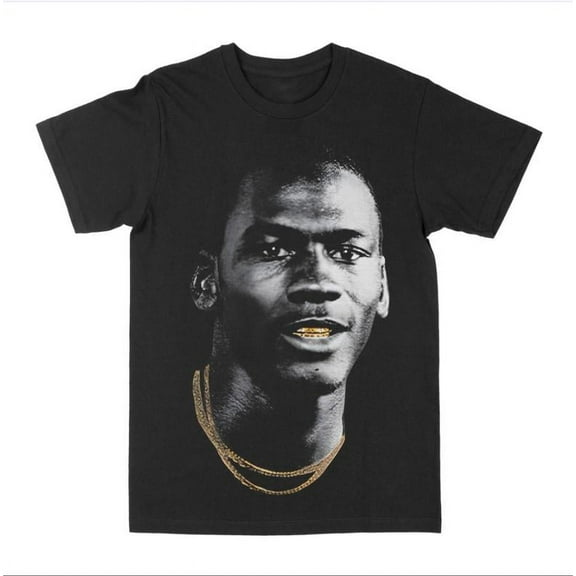 Michael Jordan Gold Grill Graphic Tee, Green Icy Exclusive, Heavy Cotton, Loose Fit, Short Sleeve Tee