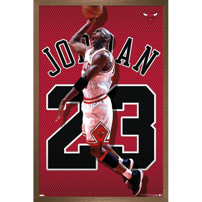 Michael Jordan - Jersey Wall Poster, 22.375 x 34, Framed