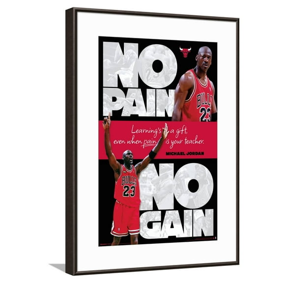 Michael Jordan - No Pain No Gain Canvas Wall Poster, 14.725" x 22.375"