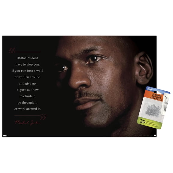 Michael Jordan - Obstacles Wall Poster with Push Pins, 14.725" x 22.375"