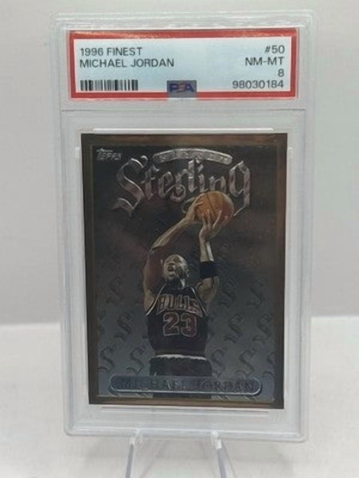 Michael Jordan PSA 8 1996-97 Topps Finest Sterling #50 Chicago 