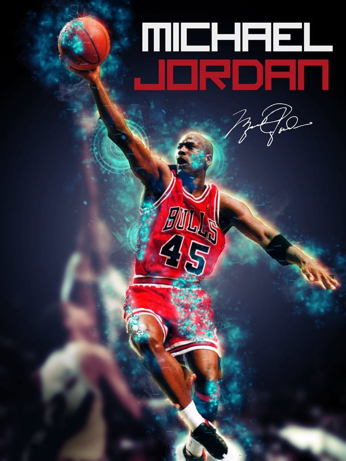 Michael Jordan Famous Foul Line Dunk Sports Poster Print 24 x 36 inches. 
