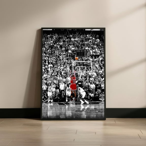 Michael Jordan Shot Poster, Black White Basketball Wall Art, Iconic Gym Decor, Sports Room Art, Basketball Fan Gift , Poster Print Only