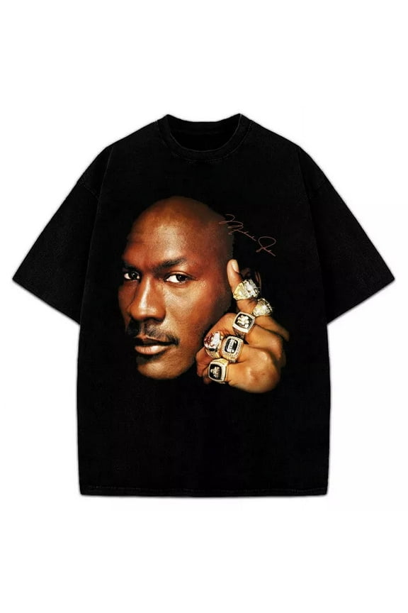 Michael Jordan Six Championship 6 Rings Last Dance Graphic 90's Bulls T-Shirt