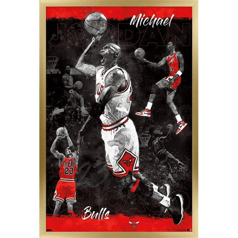 Michael Jordan - Sketch Wall Poster, 14.725 x 22.375, Framed 