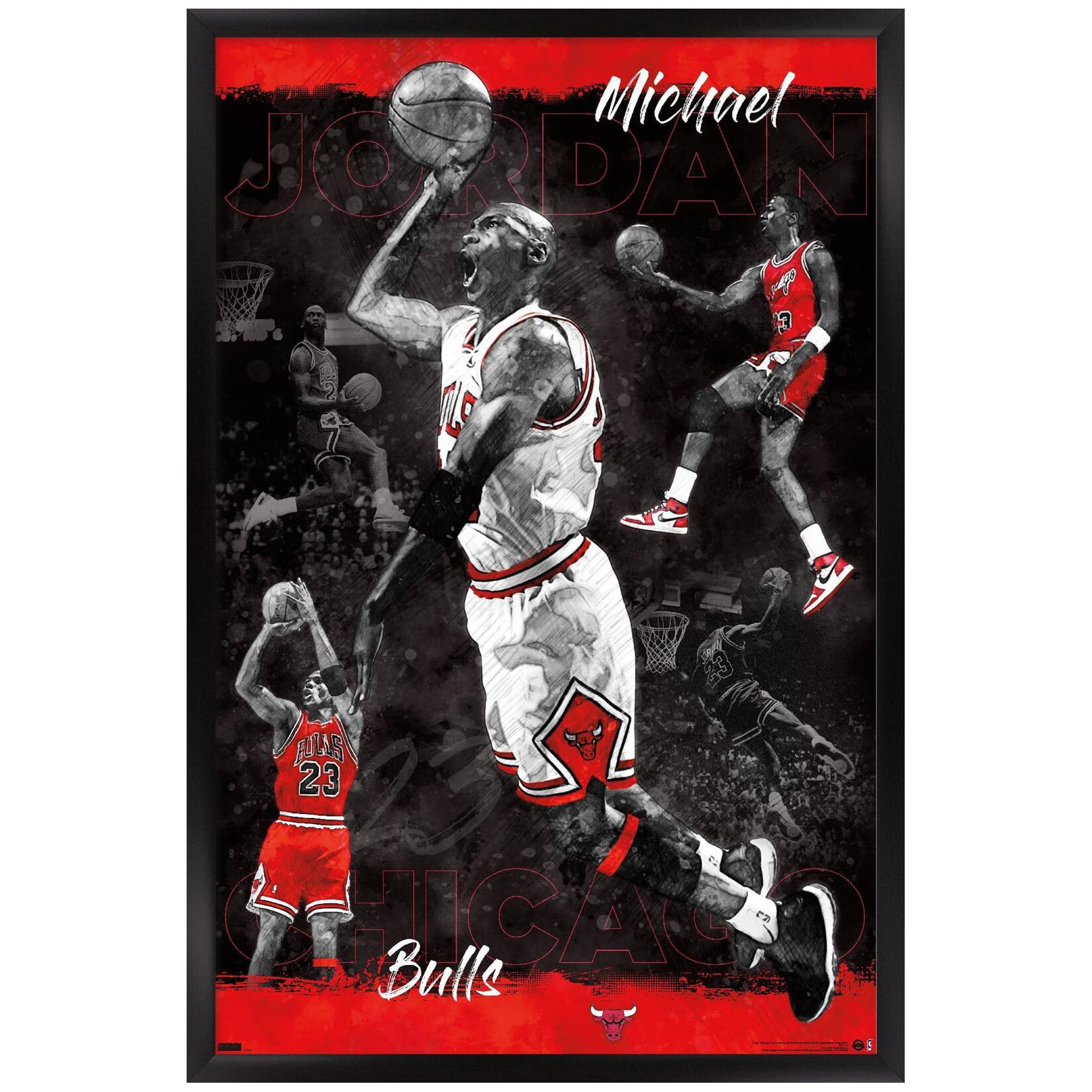 Michael Jordan - Sketch Wall Poster, 22.375" x 34", Framed