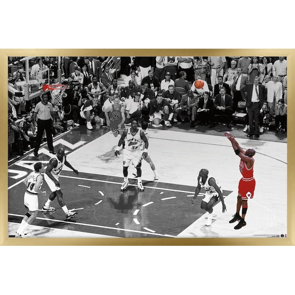 Michael Jordan - The Shot Horizontal Wall Poster, 22.375" x 34" Framed