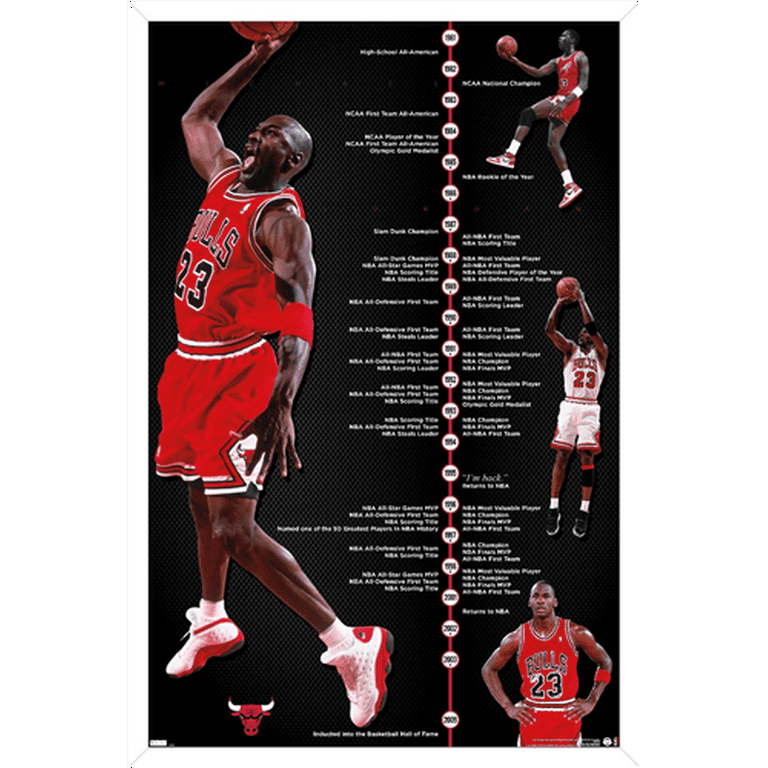 Michael Jordan - Jersey Wall Poster, 14.725 x 22.375, Framed