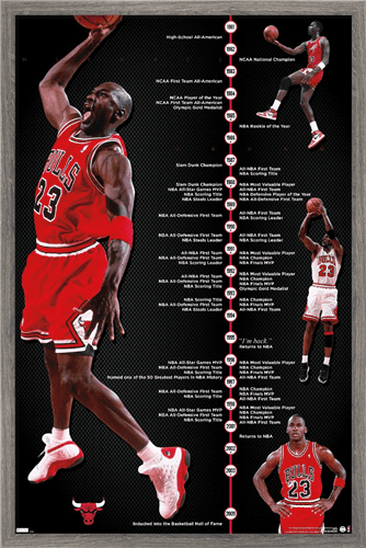  Trends International Michael Jordan - Jersey Wall Poster,  22.375 x 34, Print and Black Hanger Bundle: Posters & Prints