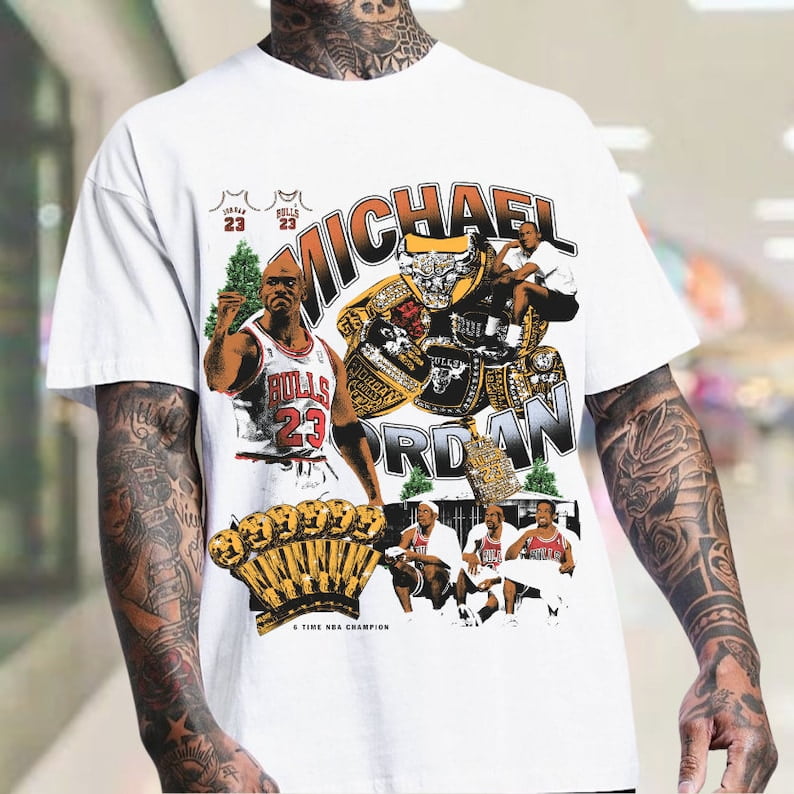 Vintage 90s Michael Jordan Graphic Shirt Michael Jordan Bulls Retro 90s Graphic Shirt Jordan Viral Big Head Bootleg Heavy Cotton T Shirt White Color SizeL Walmart