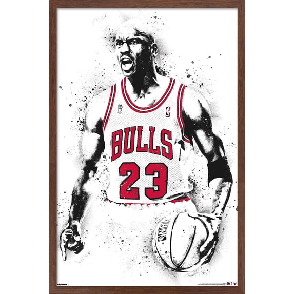 Michael Jordan - Watercolor Wall Poster, 22.375" x 34" Framed