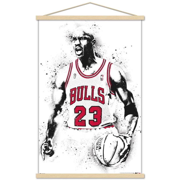 Michael Jordan - Watercolor Wall Poster with Magnetic Frame, 22.375" x 34"