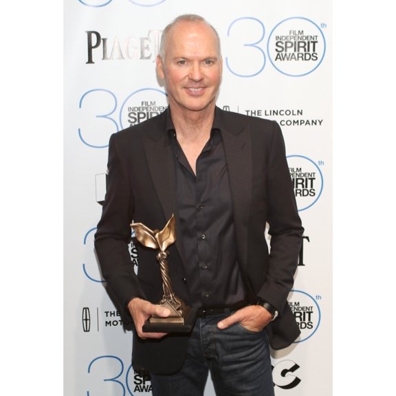 Michael Keaton Winner Of The Best Male Lead Award For Birdman In The Press Room For 30Th Film Independent Spirit Awards
