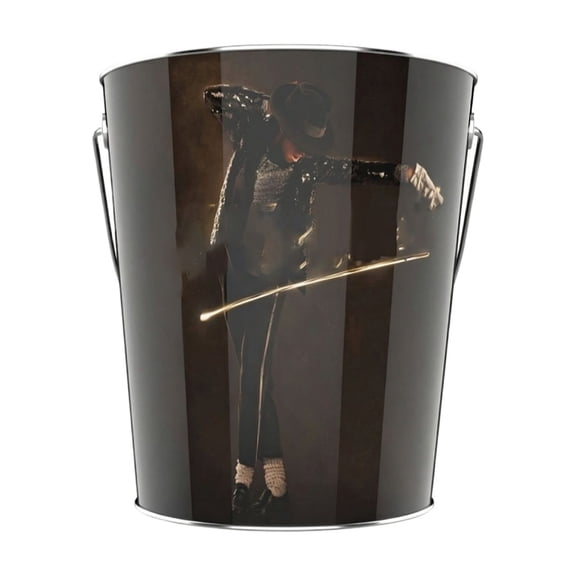 Michael King of Pop Metal Popcorn Bucket Large Capacity Limited Edition Collectible Tribute Container for MJ Fans Music Memorabilia