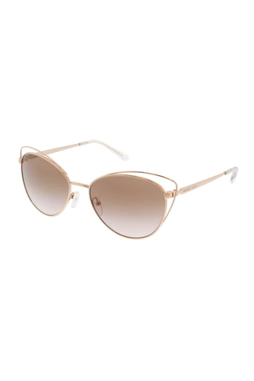 Michael Kors Gold Metal Cat Eye Sunglasses with Brown Gradient Lenses Michael Kors Sunglasses Gold Brown Gradient Square MK 1067B  main image 3