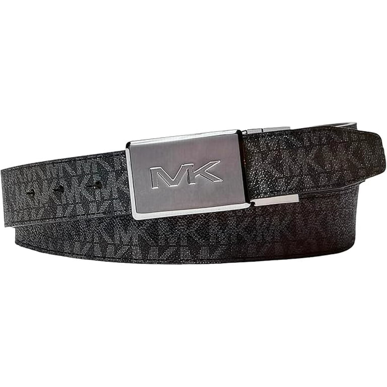 MICHAEL Michael Kors black/ natural cotton fabric signature belt silver buckle L Men main image 3