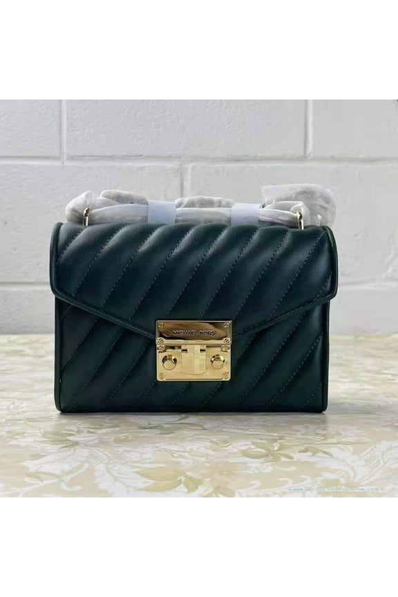 35F0Gx0C5T Small Rose Quilted Leather Shoulder Bag Racing Green