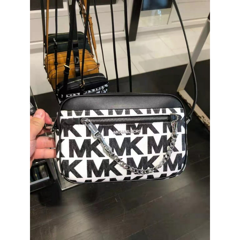 New Michael Kors Jet Set MK Signature WHITE/VANILLA EW Crossbody Messenger  Bag