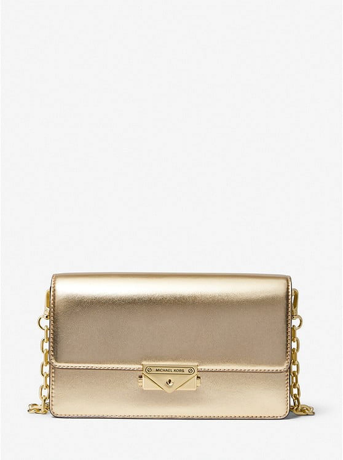 Michael Kors Cece Red Leather Long Gold Chain Clutch Handbag