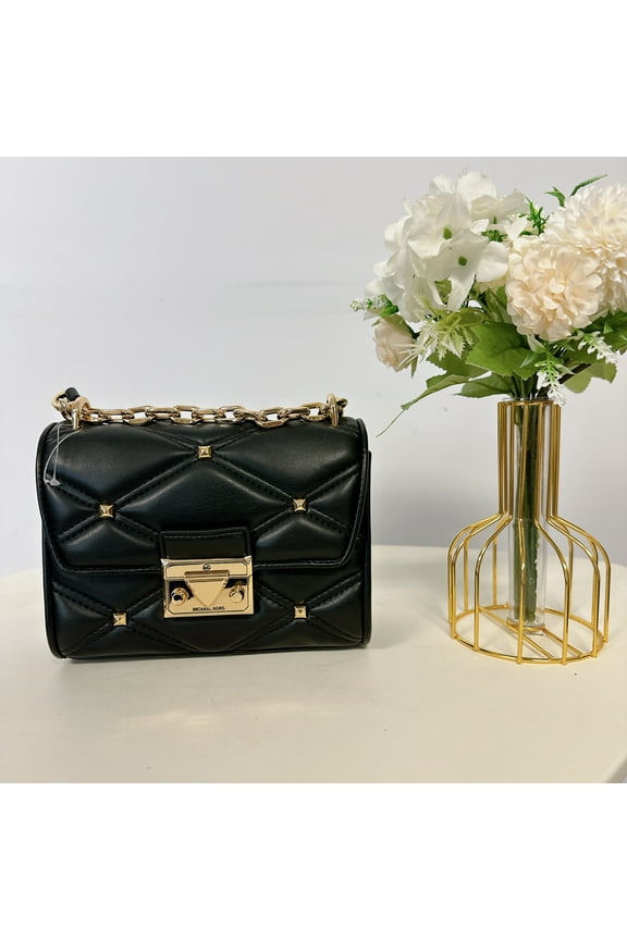 35S2GNRC1I Serena Small Flap Crossbody bag With Studs Black