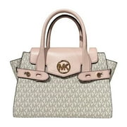 Michael Kors 35S2Gnms5B Carmen Medium Logo And Faux Leather Belted Satchel Power Blush Multi