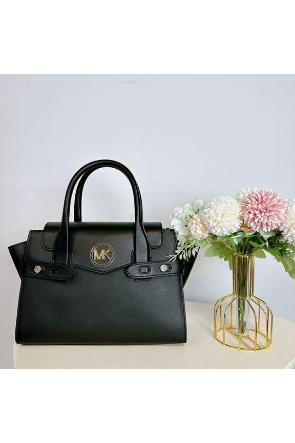 35S2Gnms8L Carmen Medium Faux Leather Belted Satchel Black