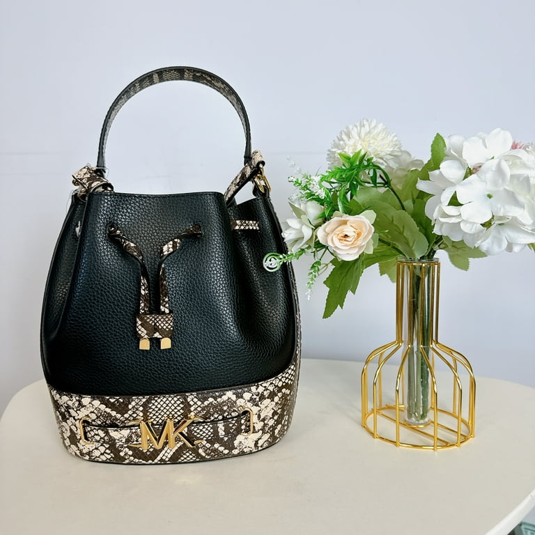 Michael Kors Reed Medium Leather Belted Bucket Crossbody Messenger 