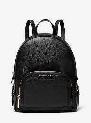 Michael Kors Abbey Jaycee Medium Backpack Black Pebbled Leather 