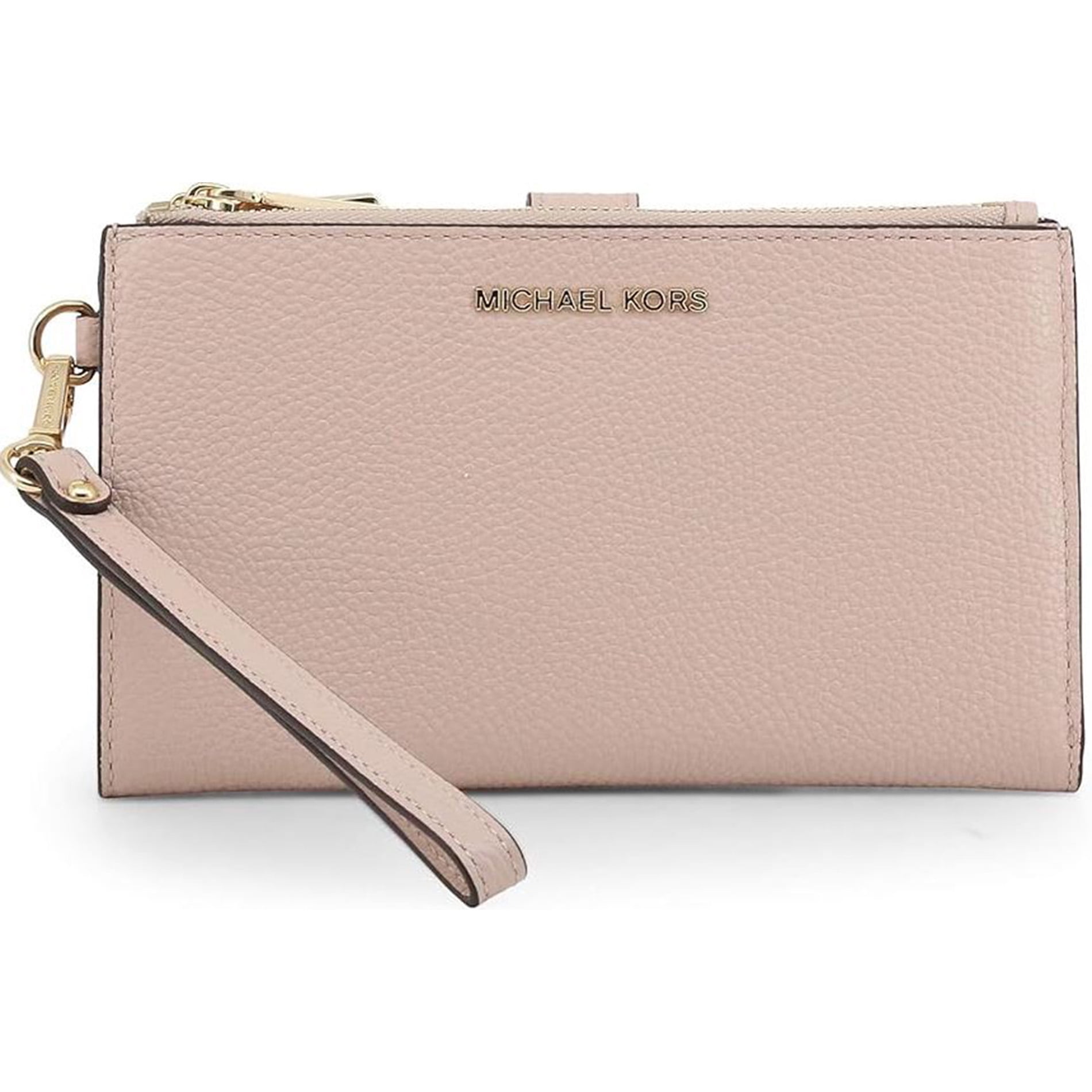 MICHAEL KORS Adele ダブルジップ リストレット ウォレット ロゴ Michael Kors Adele Double Zip Wristlet Wallet - Soft Pink