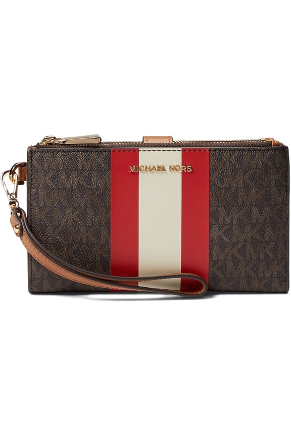Adele Logo Stripe Smartphone Wallet, Bright Red/Brown