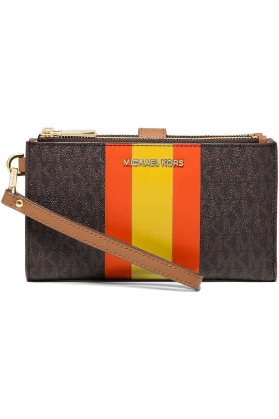 Adele Logo Stripe Smartphone Wallet,Brown/Poppy Multi