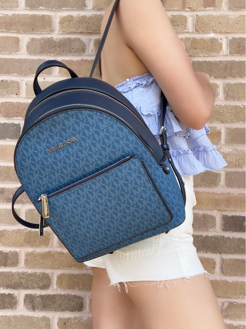 Michael Kors Adina Medium Backpack Dark Chambray Blue Mk Leather